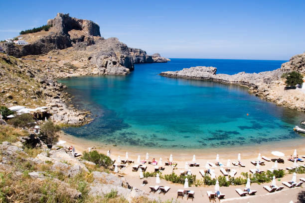 Aerial view of St. Paul's Bay in Malta stock photo