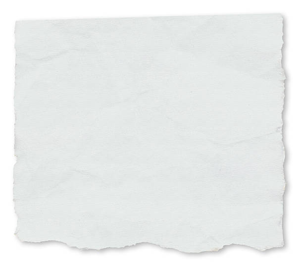 White paper torn on a white background A blank, individual newspaper tear isolated on a white background, with drop shadow. scrap metal stock pictures, royalty-free photos & images