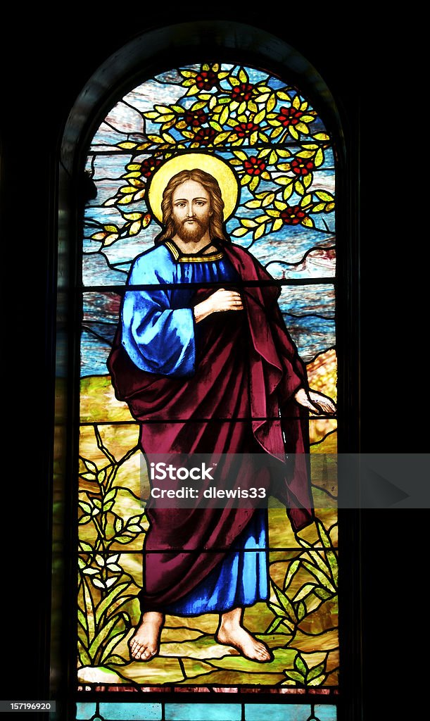 Jesús representados de antigüedades de vitrales - Foto de stock de Jesucristo libre de derechos