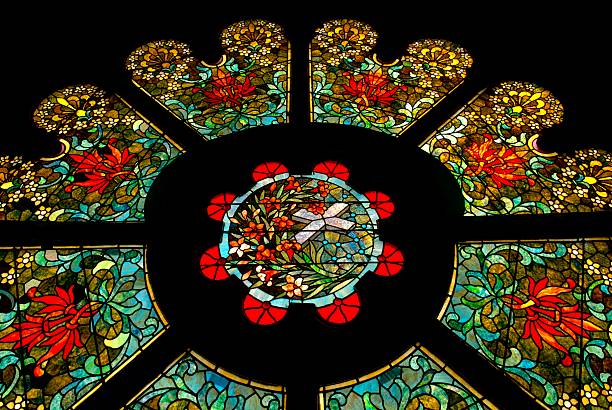 istock Antique Stained Glass Cross 157196924