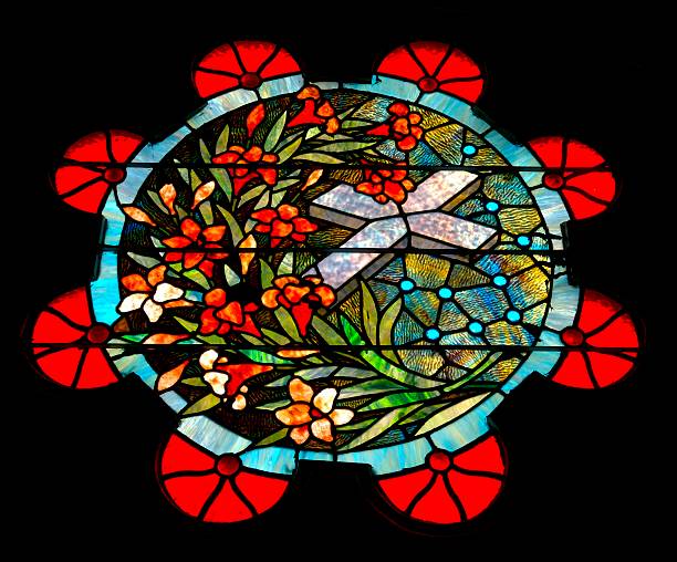 istock Antique Stained Glass Cross 157196928