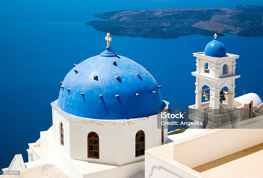 サントリーニ島、ギリシャの教会 - エーゲ海のロイヤリティフリーストックフォト