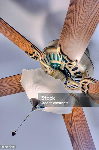 Ceiling Fan Stock Photo - Download Image Now - Ceiling Fan, Brass, Chain - Object