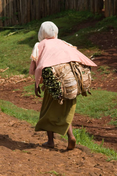 istock African woman carrying on her back 157197480