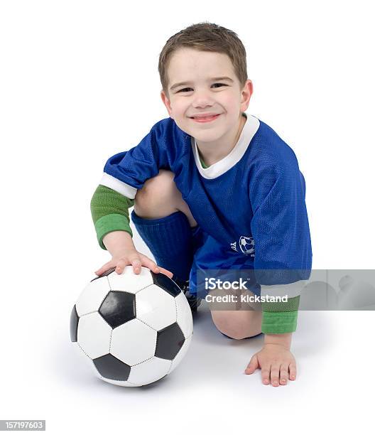 Giovane Stella Del Calcio - Fotografie stock e altre immagini di Calcio - Sport - Calcio - Sport, Sfondo bianco, Bambino