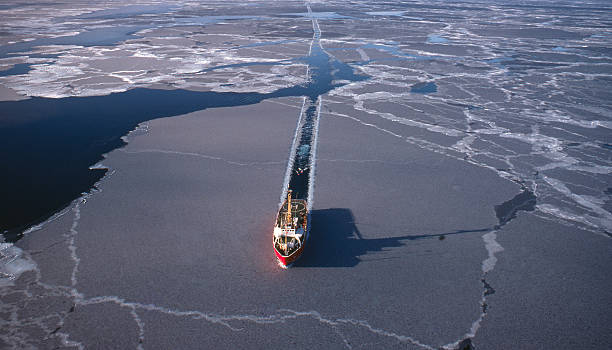 sismiche marine nel circolo polare artico - ice floe foto e immagini stock