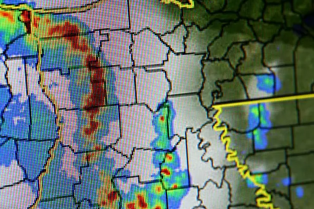 Storm on Rader shallow focus on storm visible RGB cells.