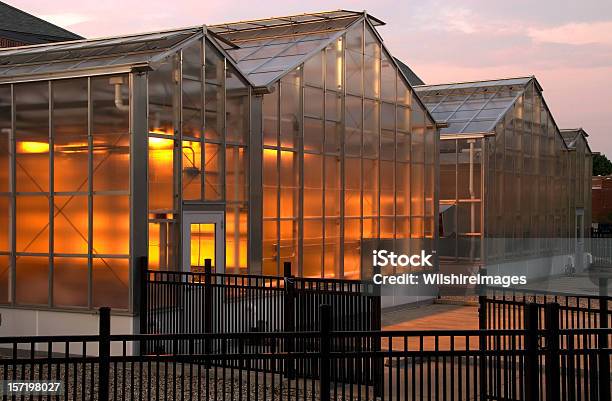 Glühend Greenhouse Stockfoto und mehr Bilder von Abenddämmerung - Abenddämmerung, Außenaufnahme von Gebäuden, Bauwerk