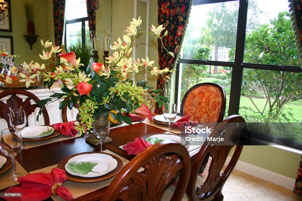 Sala de jantar com Jardim vista - Royalty-free Almoço Foto de stock