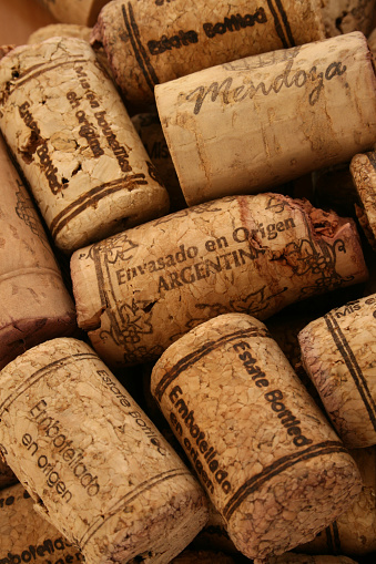 various corks from wine bottles as a background texture