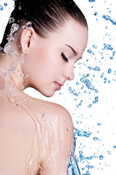 istock Beauty woman and blue water 157200540