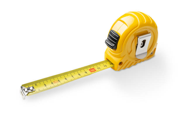 istock Yellow tape measure isolated on white 1572007400