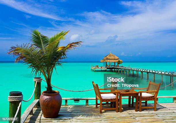 Cafe On The Beach Stock Photo - Download Image Now - Beach, Cafe, Chair