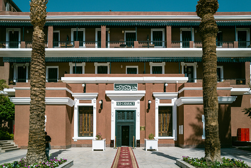 July 18th,Aswan,Egypt:The building exterior of iconic Old Cataract Hotel.Step into the legendary site where King Fouad once entertained and Agatha Christie sipped cocktails: the 5-star Sofitel Legend Old Cataract Aswan Hotel. In the Nubian Desert on the banks of the Nile, opposite Elephantine Island, the majestic hotel sits on a pink granite cliff overlooking the world's longest river. This ravishing hotel with its legendary guest list of royals and dignitaries is ideal for romantic getaways.