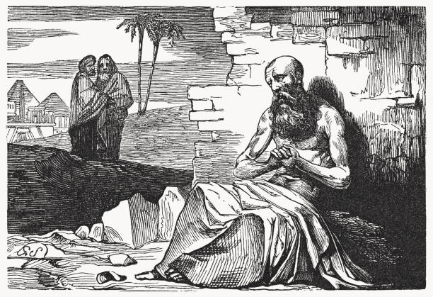 istock Job's piety (Job 1), wood engraving, published in 1835 1572030326