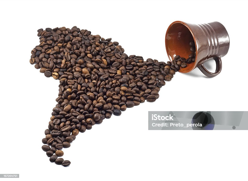 Grãos de café em forma de América do Sul - Royalty-free Alimentação Saudável Foto de stock