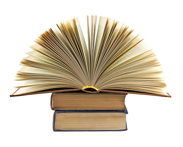 istock Pile of old books on white background 157204779