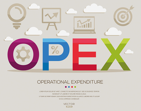 OPEX _ Operational expenditure, letters and icons, and vector illustration.