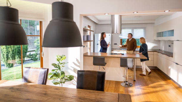 istock Female estate agent talking with couple 1572059054
