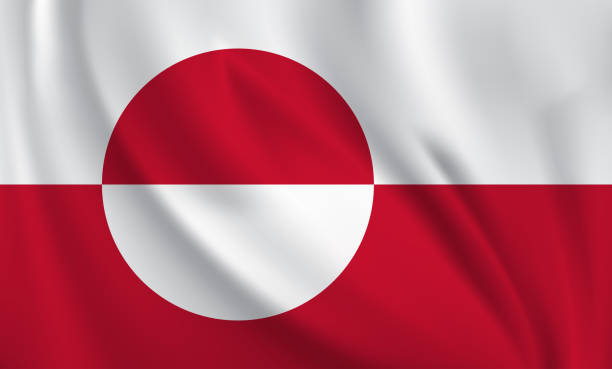 istock Waving flag of Greenland blowing in the wind. Full page flying flag 1572080062