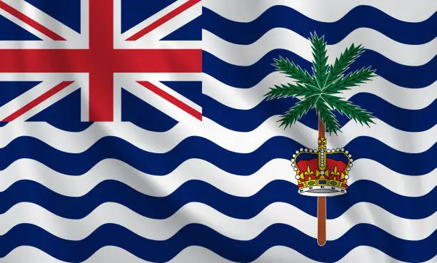Vector illustration of Waving flag of British Indian Ocean Territory blowing in the wind. Full page flying flag
