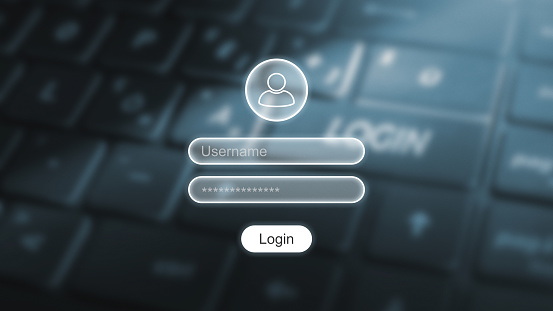 This captivating image features a Login User Interface (UI) superimposed on top of a laptop keyboard background. The scene represents a powerful technology concept, emphasizing the critical role of cyber security and data protection in user authentication and access to digital platforms.