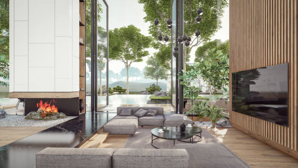 istock 3d rendering of expensive cozy interior with green walls in night 1572091736