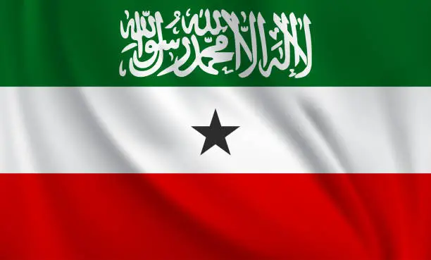 Vector illustration of Waving flag of Somaliland blowing in the wind. Full page flying flag