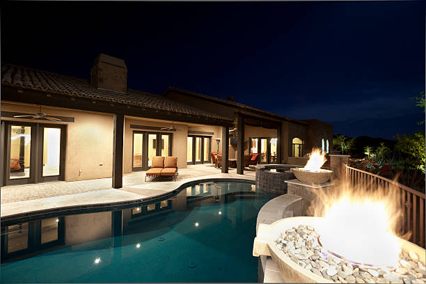 istock Luxury Swimming Pool Night Scene 157210765