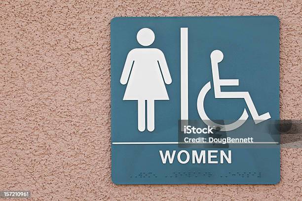 Public Restroom Stock Photo - Download Image Now - Ada Township - Michigan, Sign, Restroom Sign