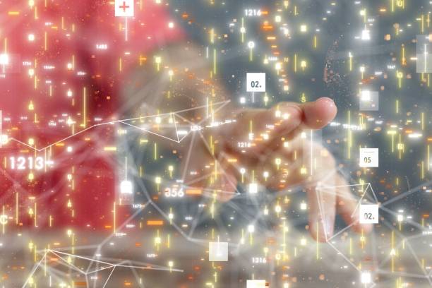 istock Person using modern touch screen technology, demonstrating the capabilities of futuristic technology 1572129582