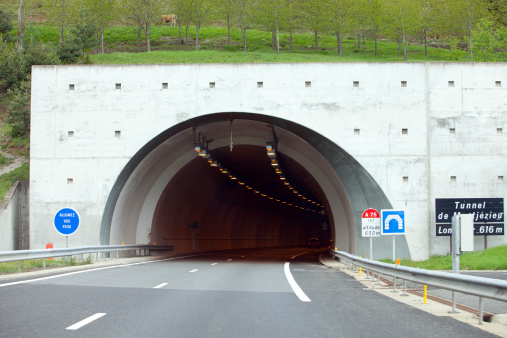 One of three longest tunnels of A75 highway in France - Montjézieu tunnel, 616m long