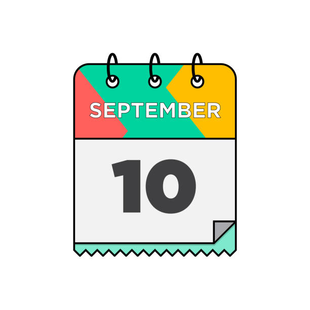 september - tageskalender-symbol im flachen design-stil stock-illustration - 12 17 monate stock-grafiken, -clipart, -cartoons und -symbole