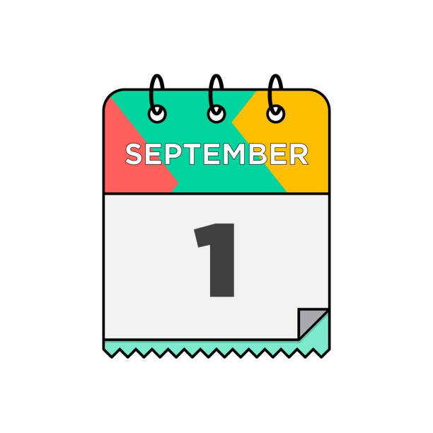 9월 - 플랫 디자인 스타일의 일일 달력 아이콘 스톡 일러스트레이션 - 12 18 months illustrations stock illustrations