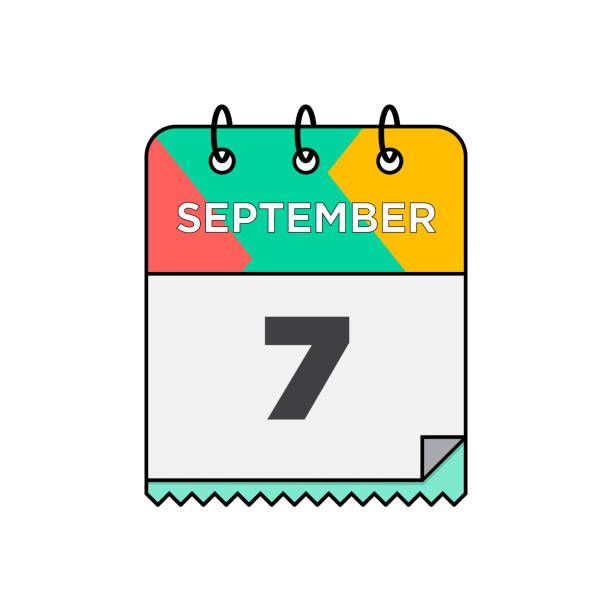 illustrations, cliparts, dessins animés et icônes de septembre - icône de calendrier quotidien dans l’illustration de stock de style design plat - 6 18months