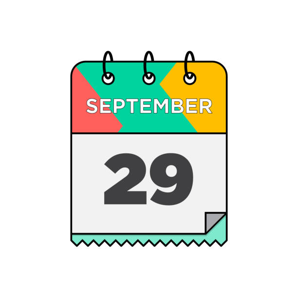 9월 - 플랫 디자인 스타일의 일일 달력 아이콘 스톡 일러스트레이션 - 12 18 months stock illustrations