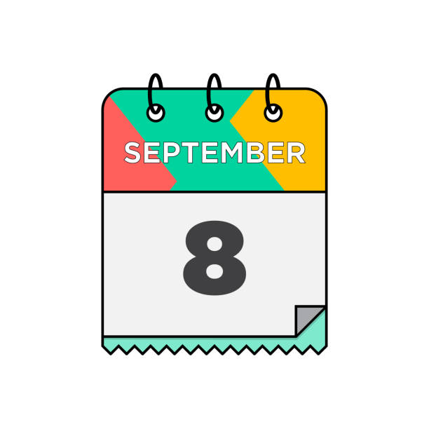 сентябрь - значок ежедневного календаря в плоской иллюстрации в стиле плоского дизайна - 12 18 months stock illustrations