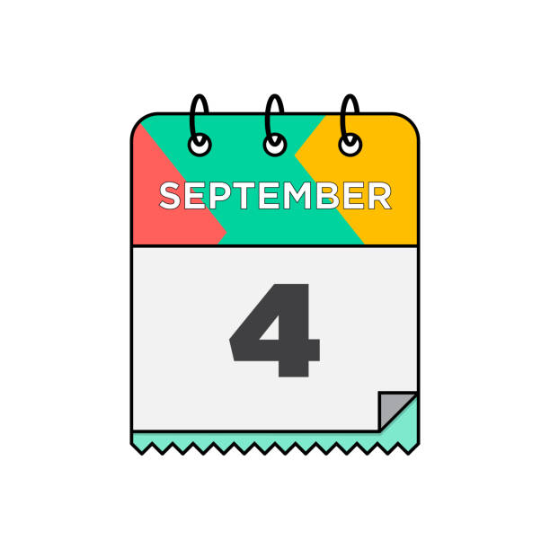 9월 - 플랫 디자인 스타일의 일일 달력 아이콘 스톡 일러스트레이션 - 12 18 months illustrations stock illustrations