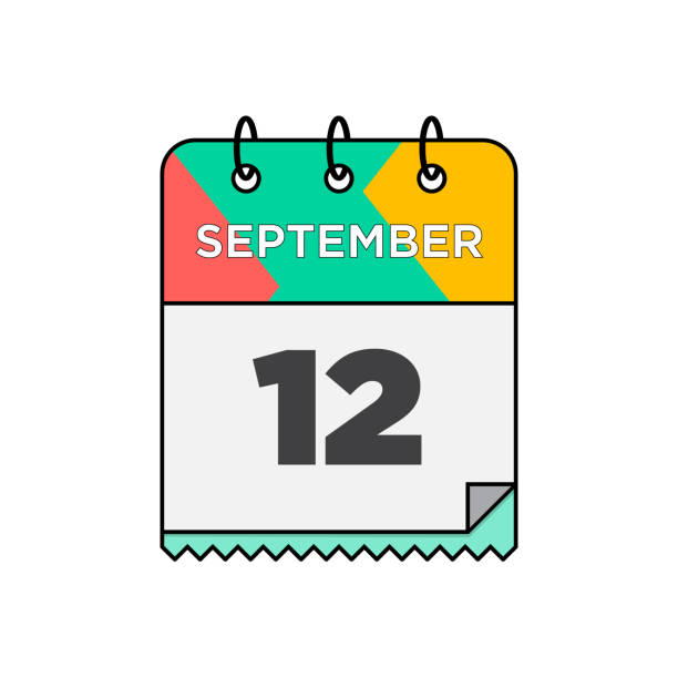 illustrations, cliparts, dessins animés et icônes de septembre - icône de calendrier quotidien dans l’illustration de stock de style design plat - 6 18months