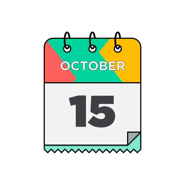 oktober - tageskalender-symbol im flachen design-stil stock-illustration - 12 17 monate stock-grafiken, -clipart, -cartoons und -symbole