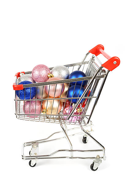 istock Christmas decorations in a supermarket cart 157215865