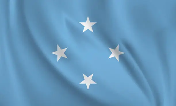 Vector illustration of Waving flag of Micronesia blowing in the wind. Full page flying flag
