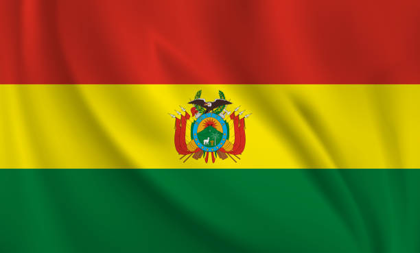 istock Waving flag of Bolivia blowing in the wind. Full page flying flag 1572180555