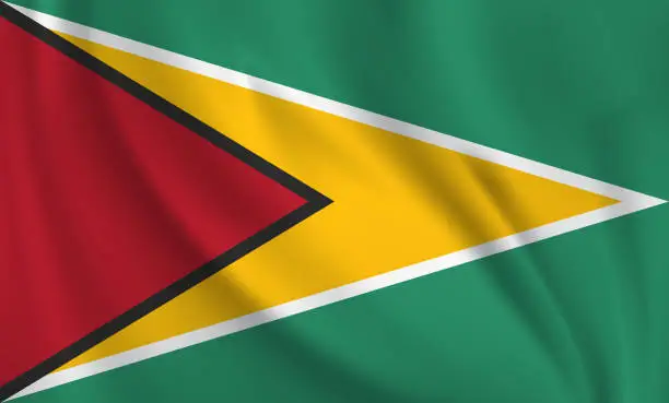 Vector illustration of Waving flag of Guyana blowing in the wind. Full page flying flag