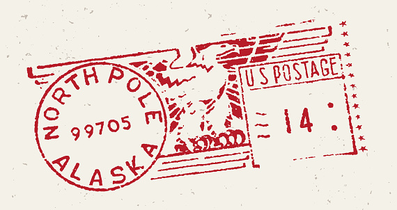 North Pole Christmas postage cancellation stamp.