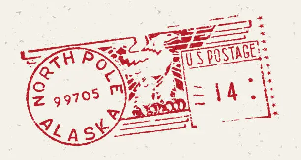 Vector illustration of North Pole Postage Cancellation Stamp