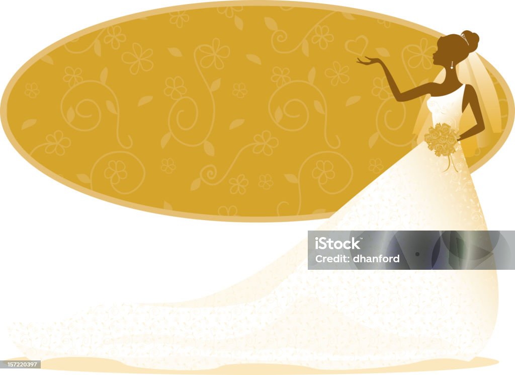 Braut-Silhouette in Gold - Lizenzfrei Abendkleid Vektorgrafik
