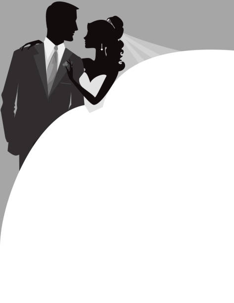 Bride and Groom Just Married Silhouette vector art illustration