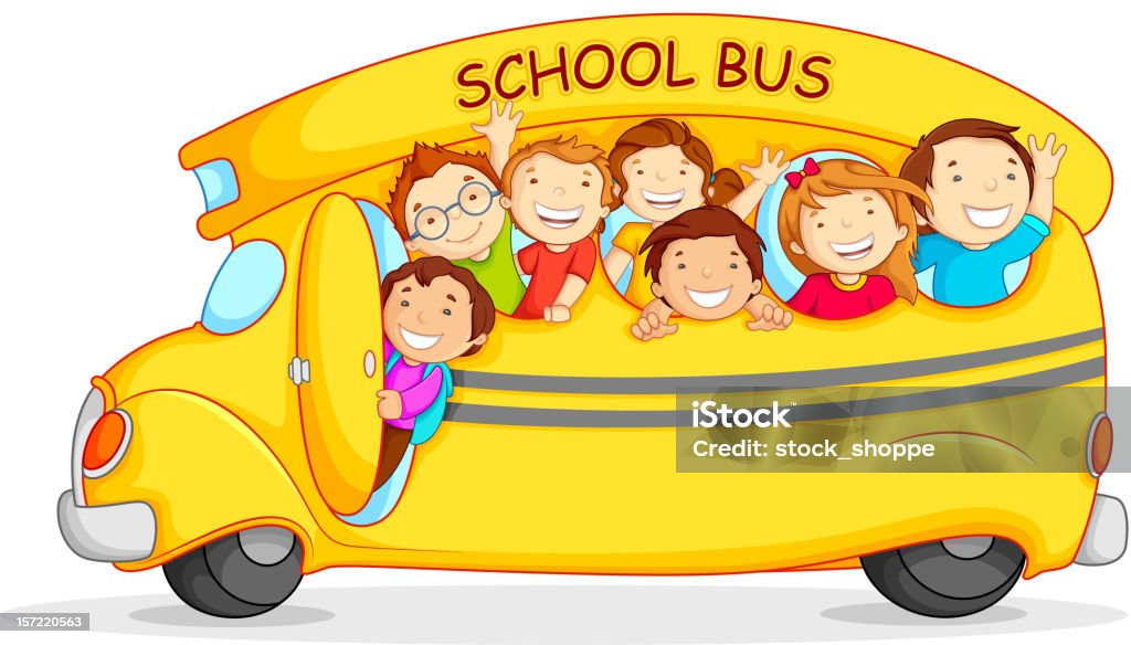 Enfants dans les autobus scolaires - clipart vectoriel de Bus libre de droits