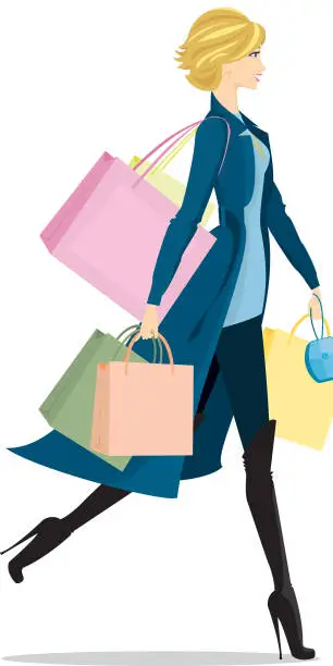 Vector illustration of Stylish Blonde Shopper